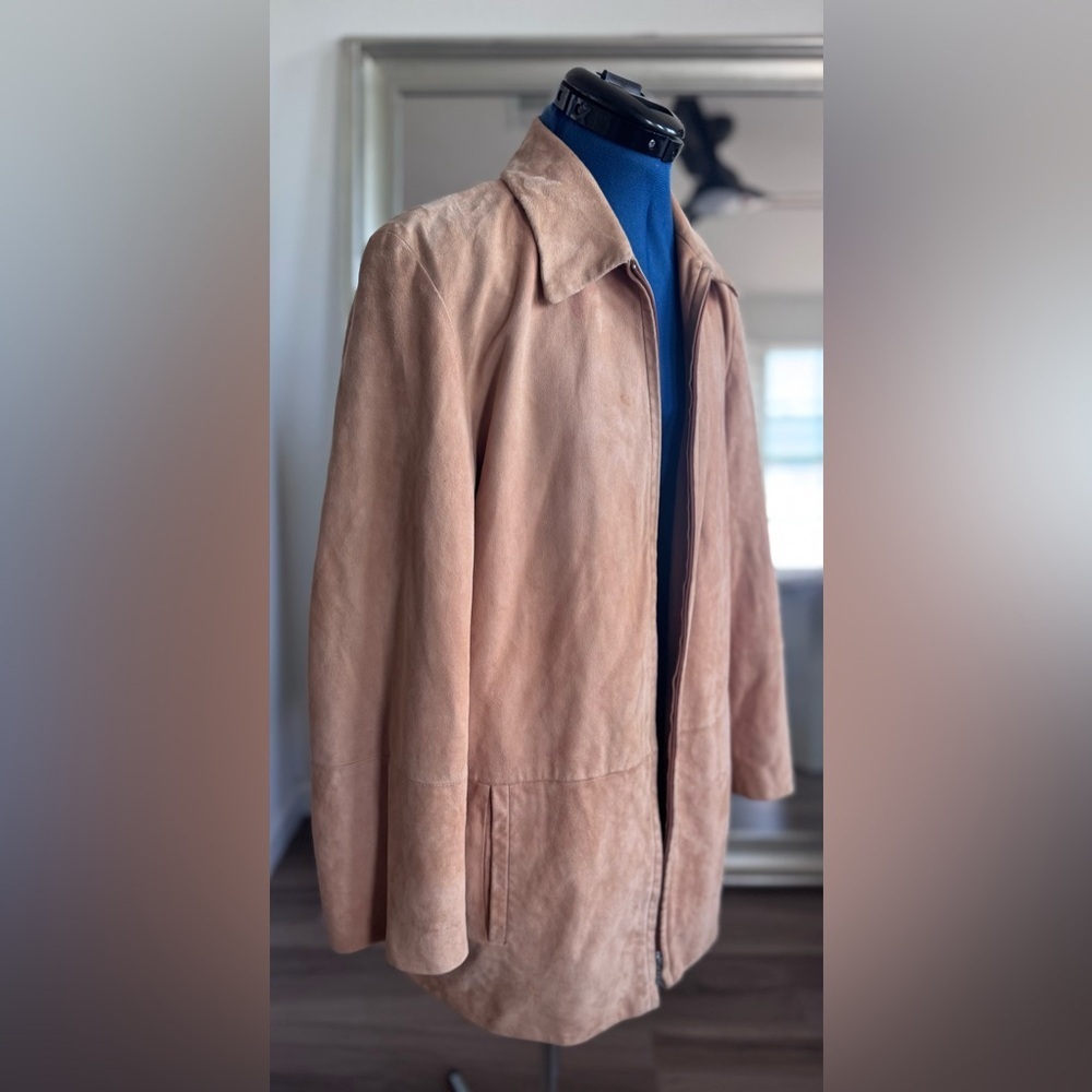 Max Mara Leather Suede Zip Up Chore Blazer Jacket Women’s Size 8 *Flaws - Picture 2 of 15
